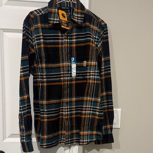 Carhartt Men's Plaid Shirt - Black, Orange, and Teal